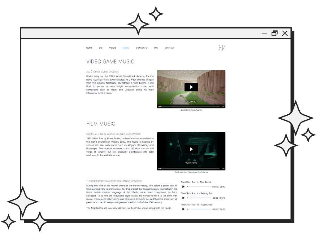 A desktop screen and a mobile screen, both showing a showcase website